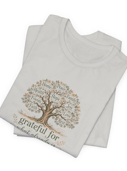 "Grateful For What Already Is" Unisex Jersey Short Sleeve Tee
