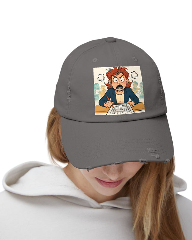 "67 with a Frustrated Math Teacher" - Unisex Distressed Cap