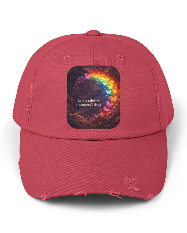 "Be the Rainbow in Someone's Cloud" Unisex Distressed Cap
