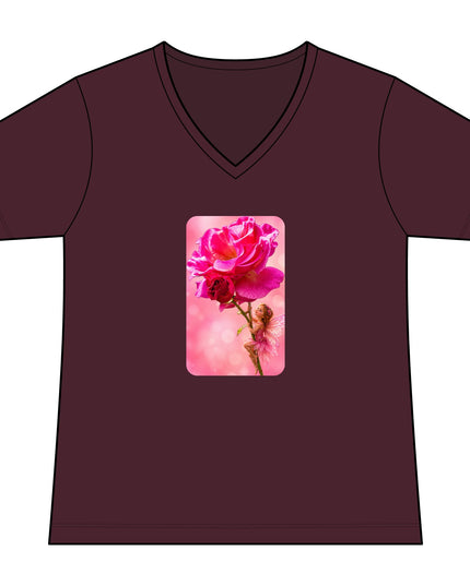 "Fairy Rose" Women's Relaxed Jersey Short Sleeve V-Neck Tee