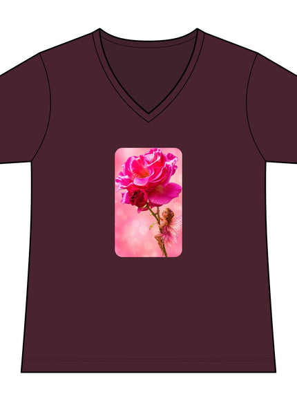"Fairy Rose" Women's Relaxed Jersey Short Sleeve V-Neck Tee