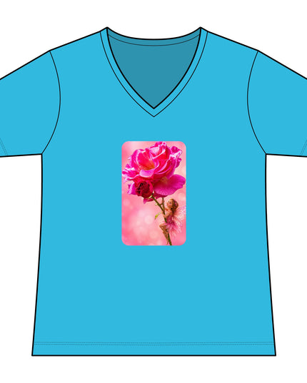 "Fairy Rose" Women's Relaxed Jersey Short Sleeve V-Neck Tee
