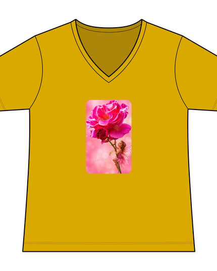 "Fairy Rose" Women's Relaxed Jersey Short Sleeve V-Neck Tee