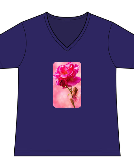 "Fairy Rose" Women's Relaxed Jersey Short Sleeve V-Neck Tee