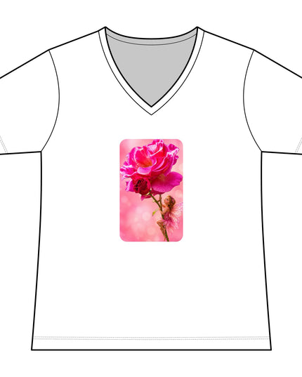 "Fairy Rose" Women's Relaxed Jersey Short Sleeve V-Neck Tee