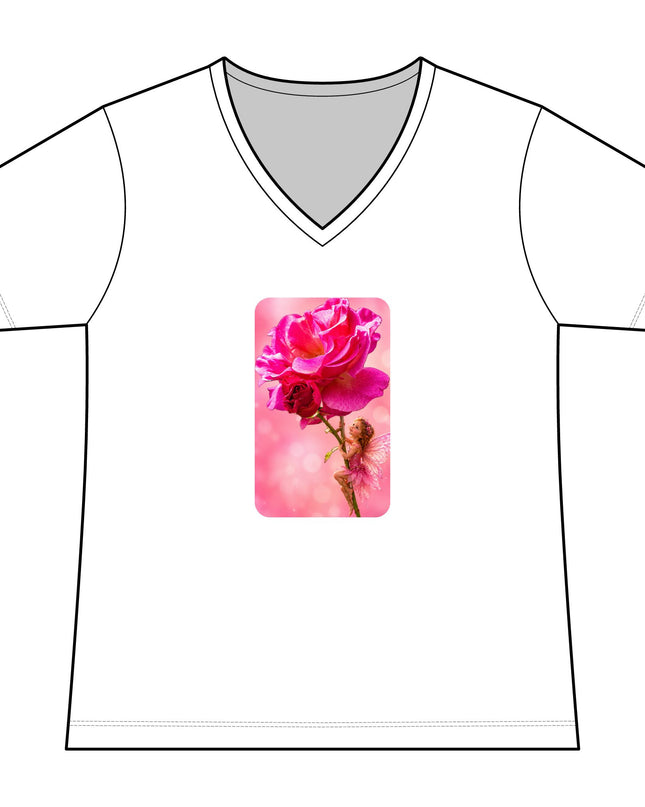 "Fairy Rose" Women's Relaxed Jersey Short Sleeve V-Neck Tee
