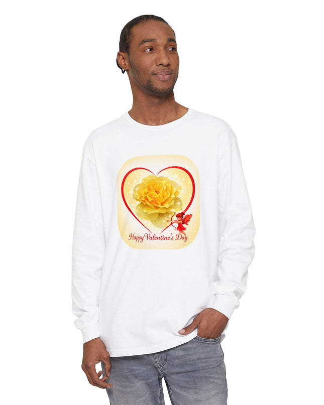 "Happy Valentine's Day" Unisex Garment-dyed Long Sleeve T-Shirt