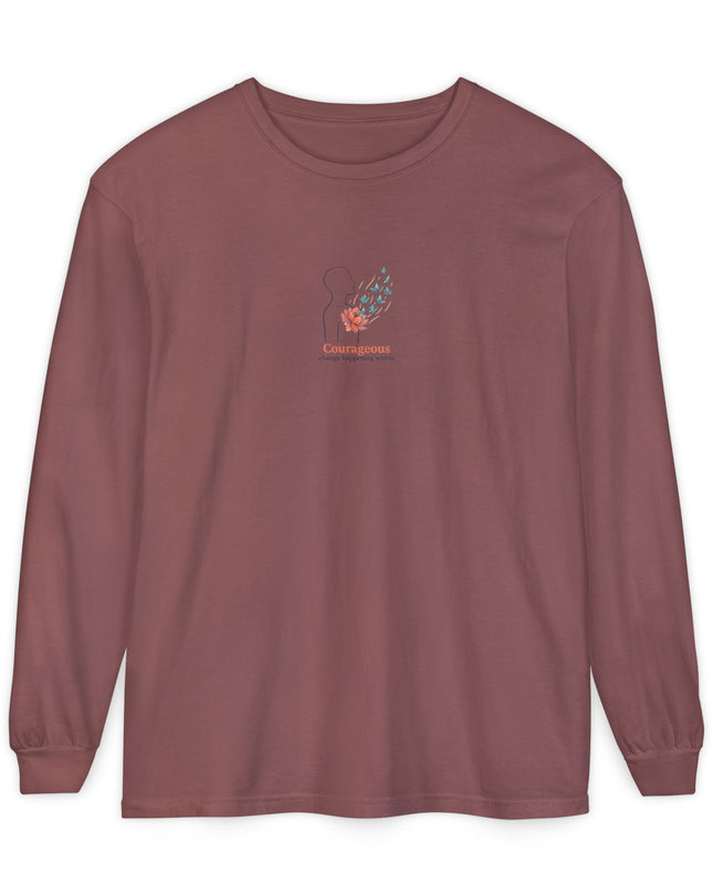 "Courageous Change Happening Within" Unisex Garment-dyed Long Sleeve T-Shirt