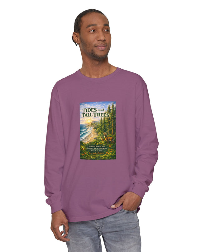 "Tides and Tall Trees" Unisex Garment-dyed Long Sleeve T-Shirt