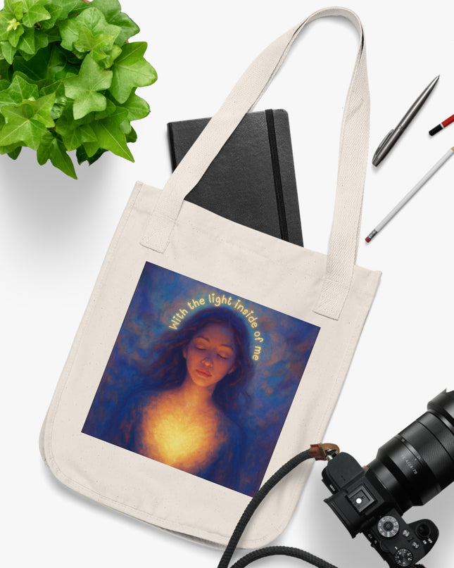 "With the Light Inside of Me" Organic Canvas Tote Bag