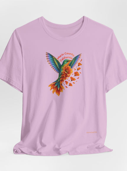 "Hummingbird and Poppies" Unisex Jersey Short Sleeve Tee