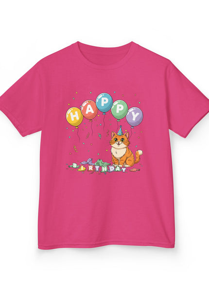 "Happy Birthday - Cat Popped the Balloons" Kids Heavy Cotton Tee
