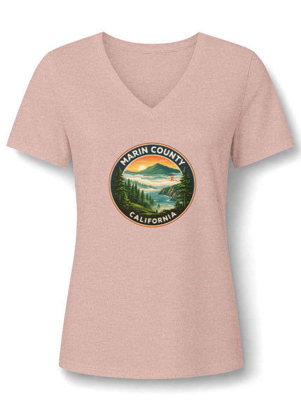 "Marin County, Above the Fog - no text" Women’s Relaxed Heather CVC V-Neck Tee