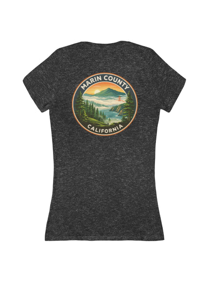 "Marin County, Above the Fog - no text" Women's Jersey Short Sleeve Deep V-Neck Tee