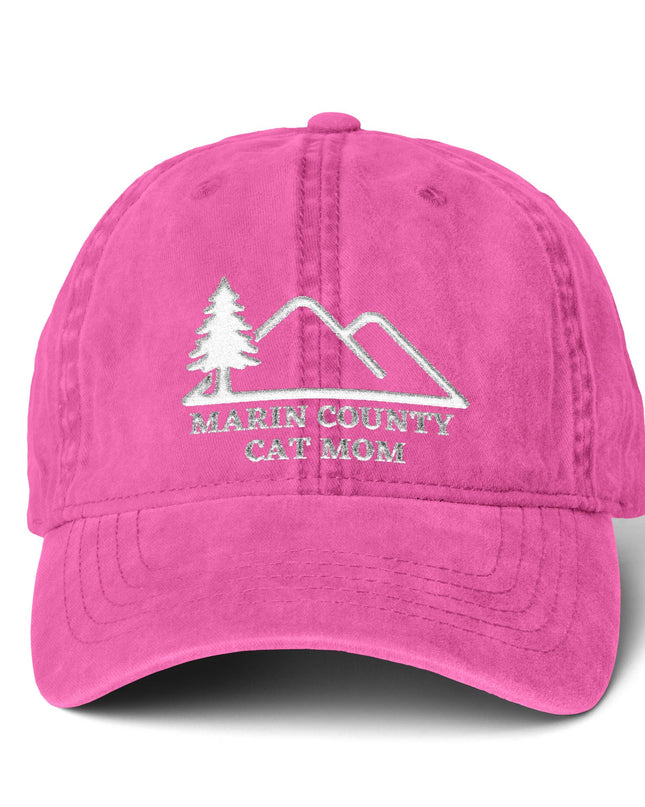 "Marin County Cat Mom" Women's Pigment-Dyed Cap with Fashion Undervisor (Embroidery)