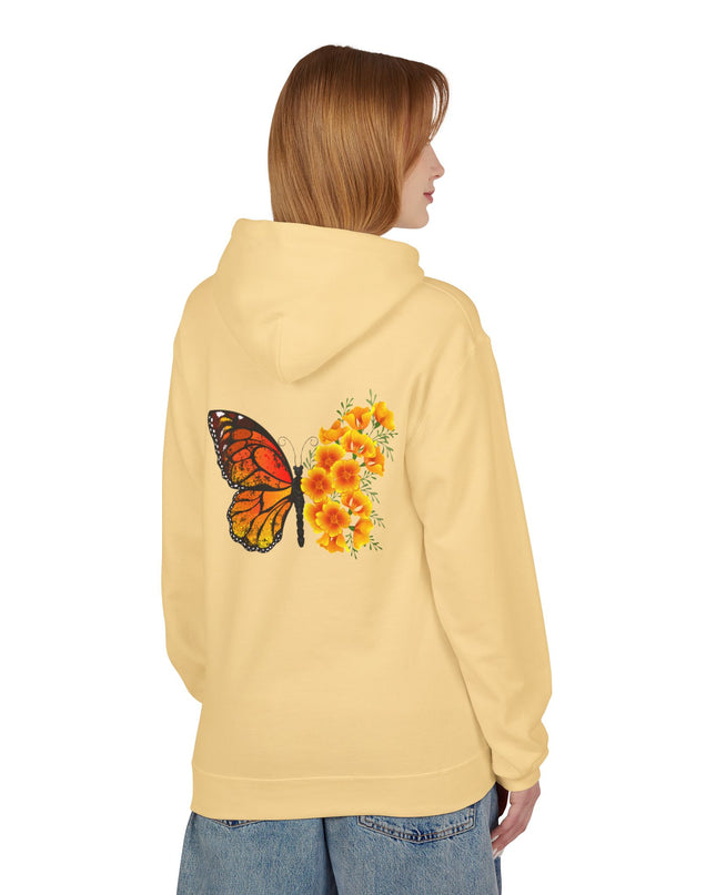 "Butterfly Poppies" (Ink front and back) Unisex Midweight Softstyle Fleece Hoodie