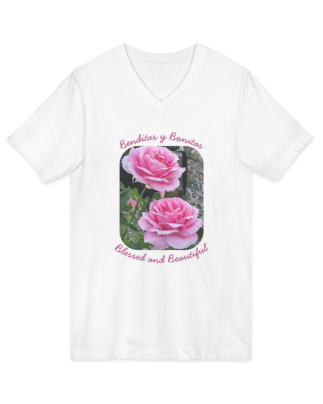 "Blessed and Beautiful" Ladies' V-Neck T-Shirt