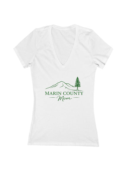 "Marin County Mom" Women's Jersey Short Sleeve Deep V-Neck Tee