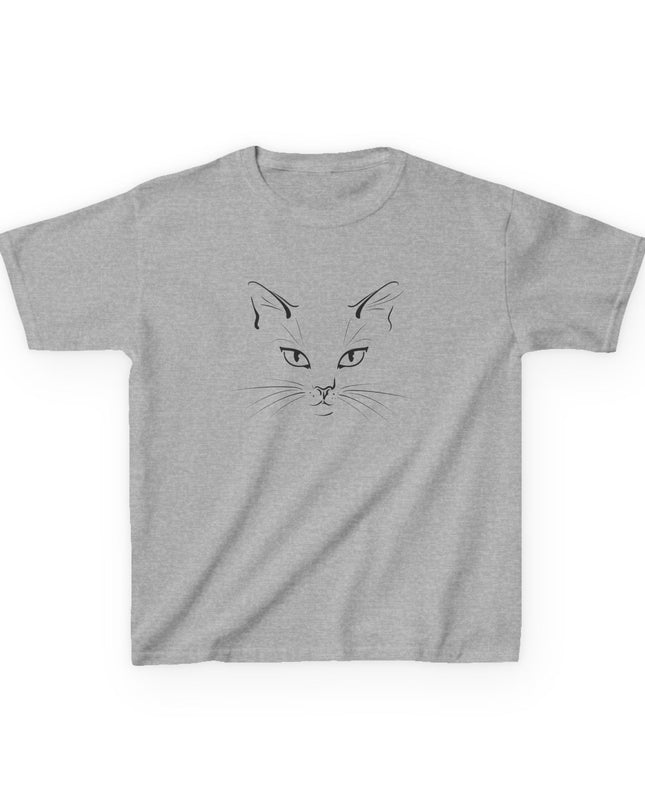 "Cat Face Sketch" Kids Heavy Cotton Tee