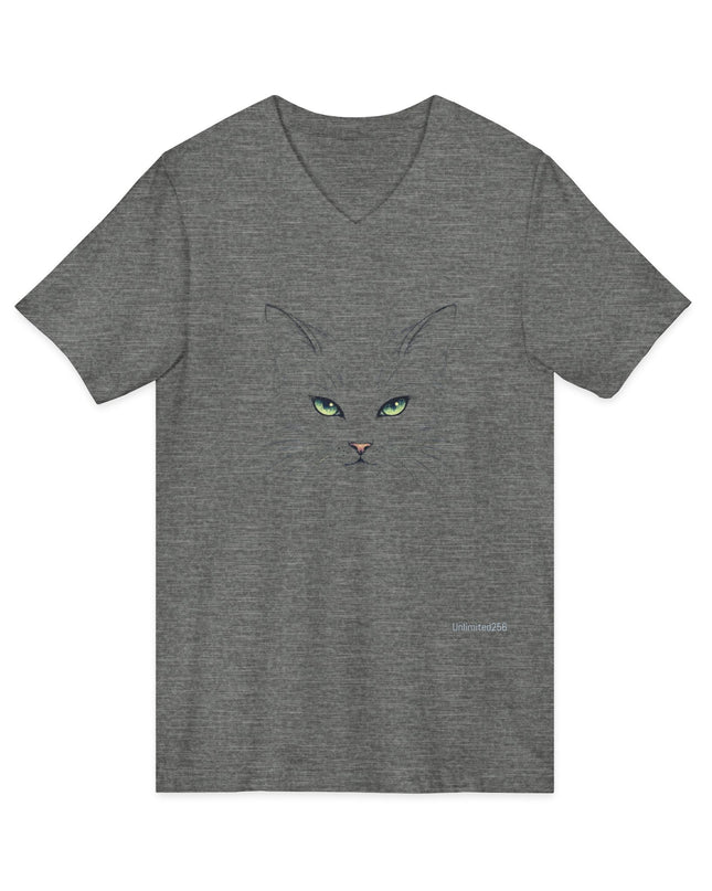 "Cat Face Sketch" Unisex Jersey Short Sleeve V-Neck Tee