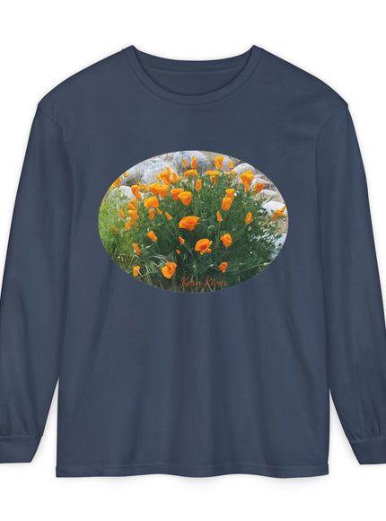"California Poppies" Unisex Garment-dyed Long Sleeve T-Shirt