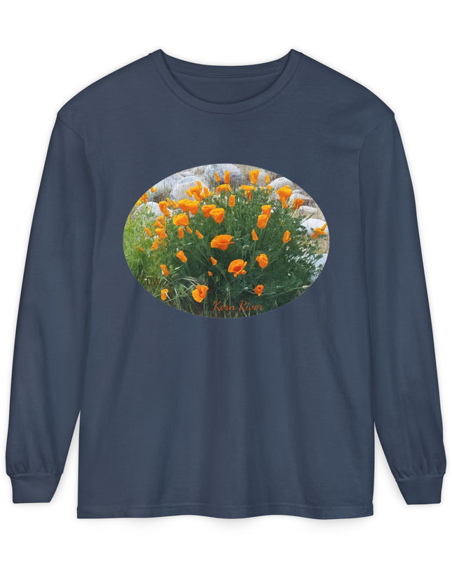 "California Poppies" Unisex Garment-dyed Long Sleeve T-Shirt