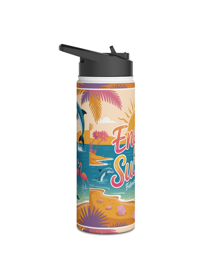 "February in Florida, Energy for Success" Stainless Steel Water Bottle, Standard Lid