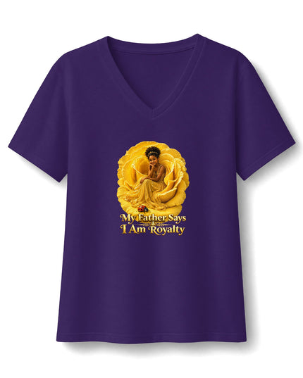 "My Father Says I am Royalty" Women's Relaxed Jersey Short Sleeve V-Neck Tee