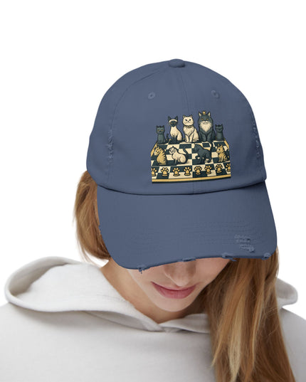 "Chess with cat pieces" Unisex Distressed Cap
