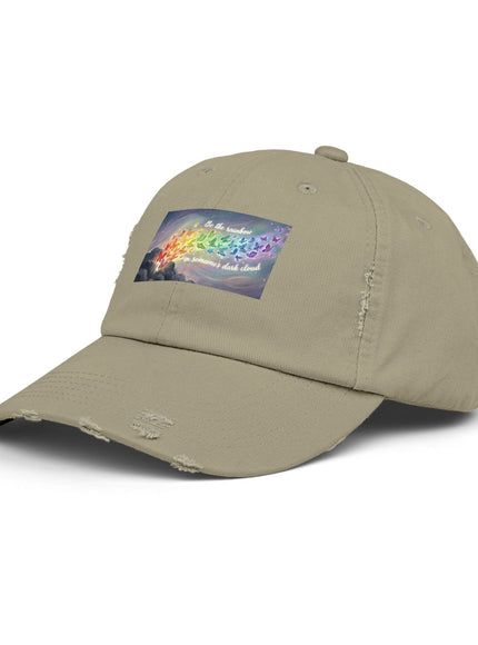 "Be the Rainbow in Someone's Dark Cloud" Unisex Distressed Cap