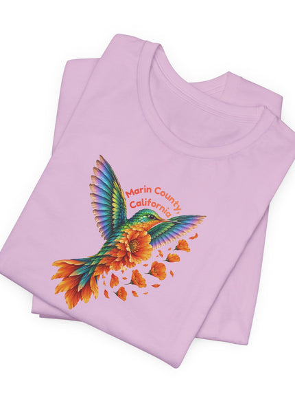 "Hummingbird and Poppies" Unisex Jersey Short Sleeve Tee