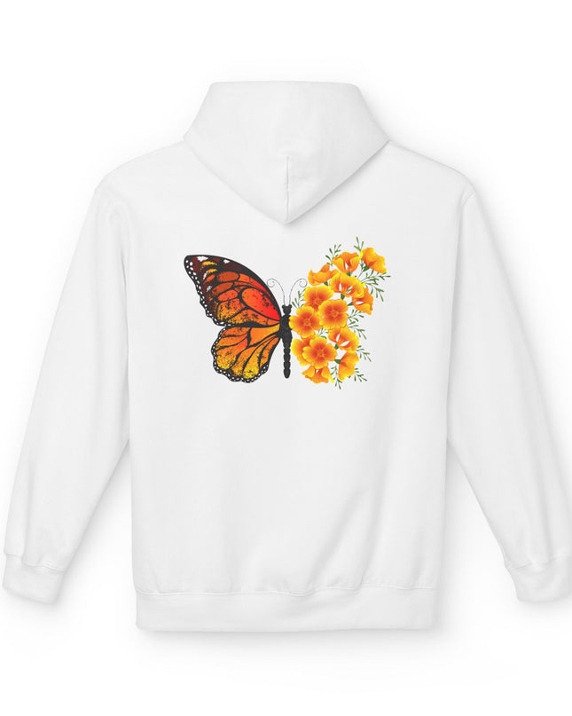 "Butterfly Poppies" (Ink front and back) Unisex Midweight Softstyle Fleece Hoodie