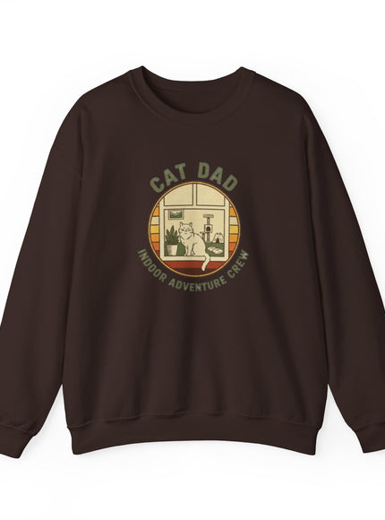 "Cat Dad Indoor Adventure Crew" Unisex Adult Sweatshirt