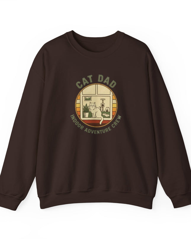 "Cat Dad Indoor Adventure Crew" Unisex Adult Sweatshirt