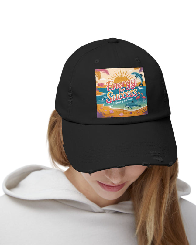 "February in Florida, Energy for Success" Unisex Distressed Cap