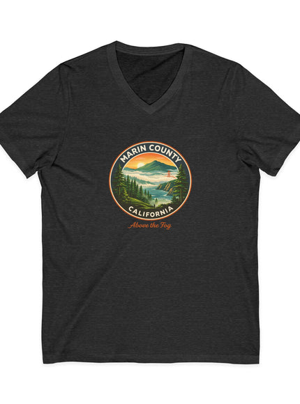 "Marin County, Above the Fog" Unisex Jersey Short Sleeve V-Neck Tee