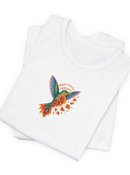 "Hummingbird and Poppies" Unisex Jersey Short Sleeve Tee