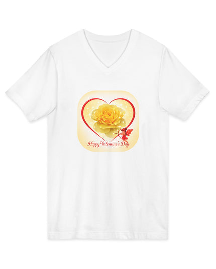 "Happy Valentine's Day" Unisex Jersey Short Sleeve V-Neck Tee