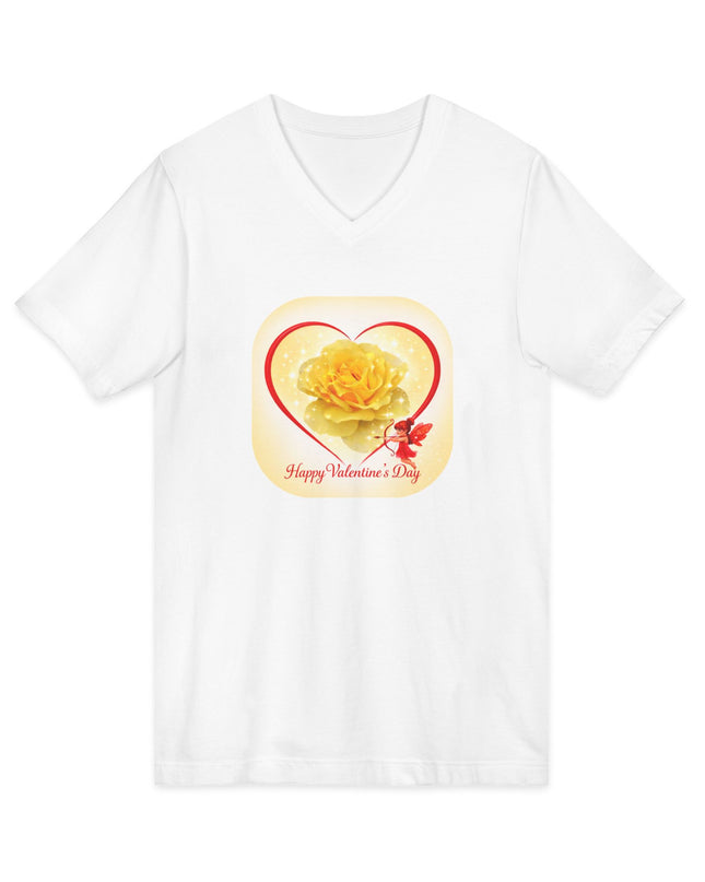 "Happy Valentine's Day" Unisex Jersey Short Sleeve V-Neck Tee
