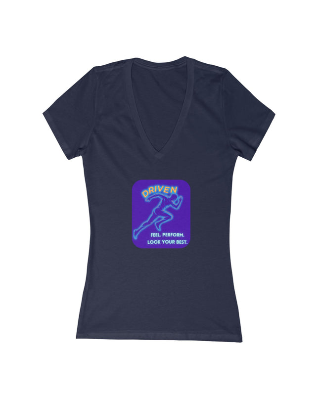 "Driven" Women's Jersey Short Sleeve Deep V-Neck Tee
