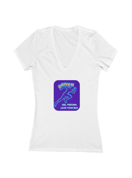 "Driven" Women's Jersey Short Sleeve Deep V-Neck Tee