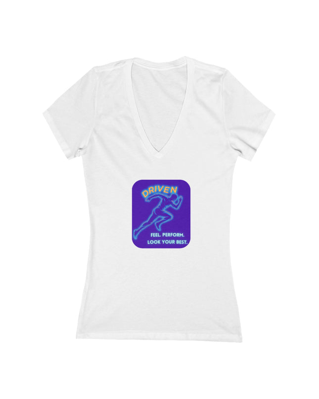 "Driven" Women's Jersey Short Sleeve Deep V-Neck Tee