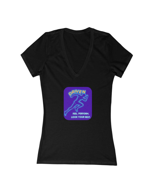 "Driven" Women's Jersey Short Sleeve Deep V-Neck Tee