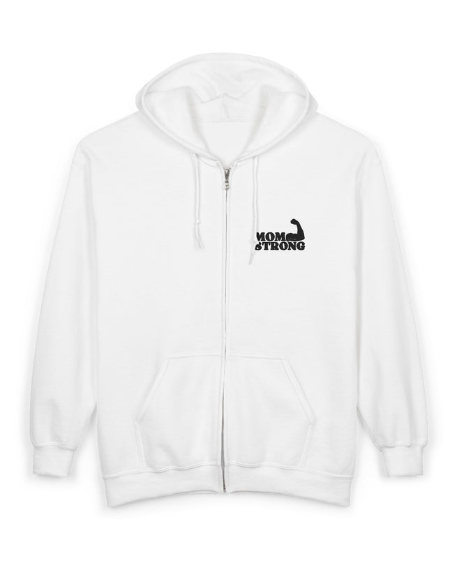 "Mom Strong (Black embroidery) " Unisex Heavy Blend Full Zip Hooded Sweatshirt