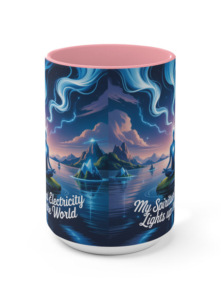 "My Spiritual Electricity Lights Up the World" Accent Mug