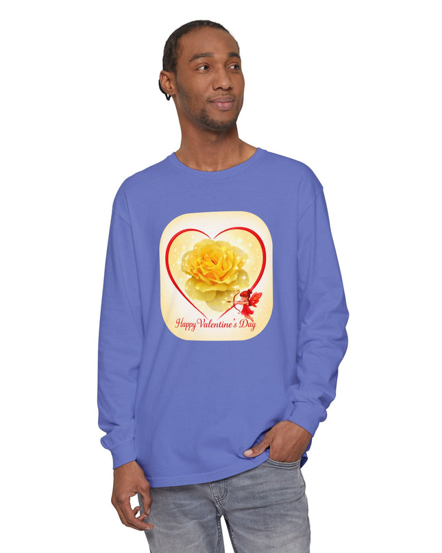 "Happy Valentine's Day" Unisex Garment-dyed Long Sleeve T-Shirt