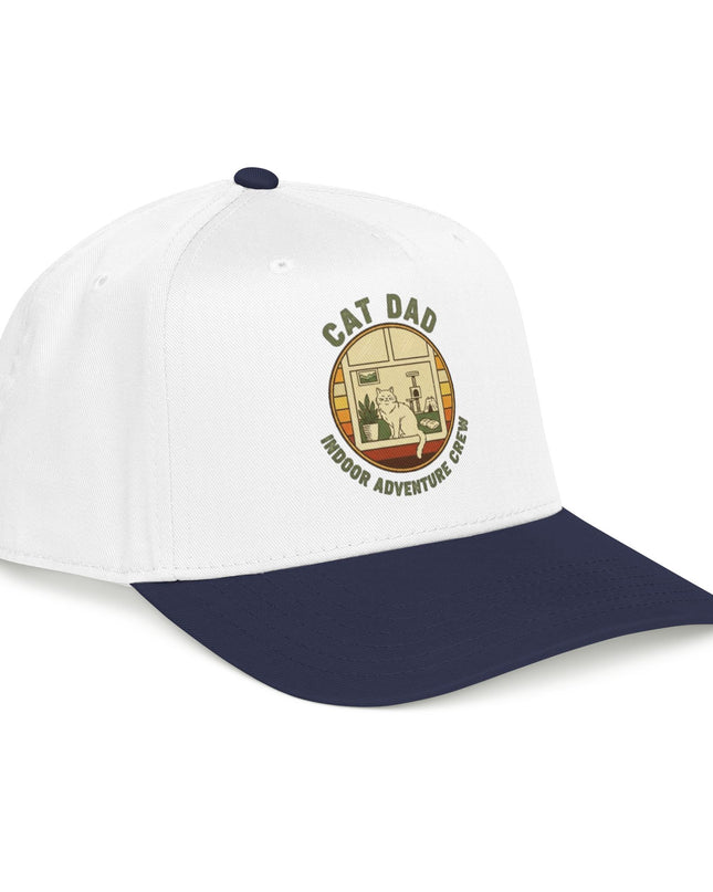 "Cat Dad Indoor Adventure Crew" Mid Profile Baseball Cap