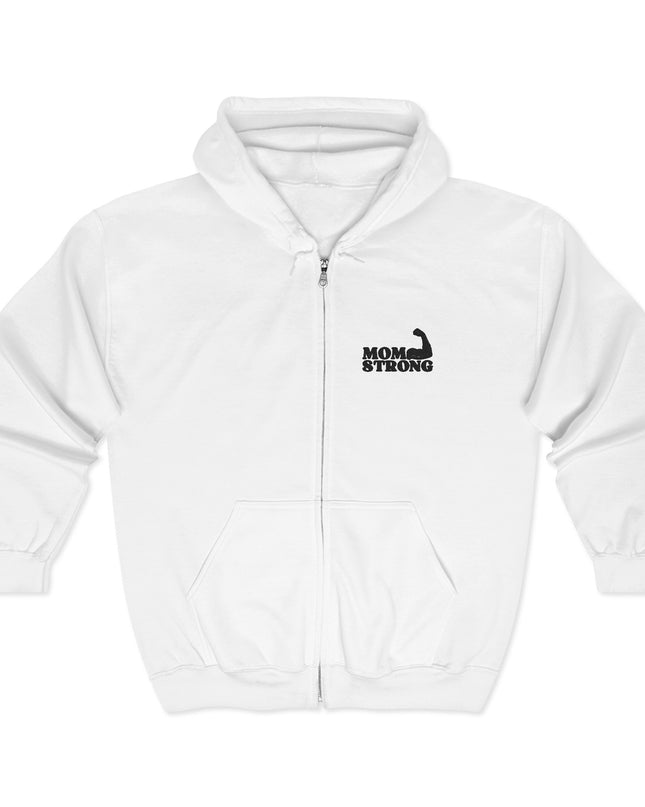 "Mom Strong (Black embroidery) " Unisex Heavy Blend Full Zip Hooded Sweatshirt