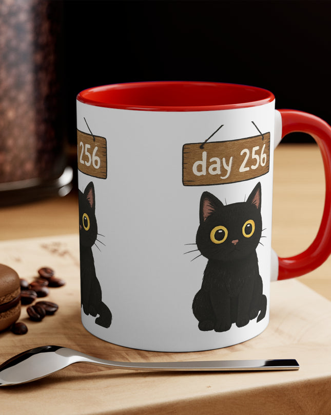 "Day 256 Not Blinking Black Cat" Accent Mug