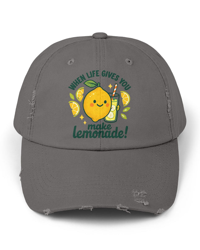 "When life gives you lemons, make lemonade" Unisex Distressed Cap